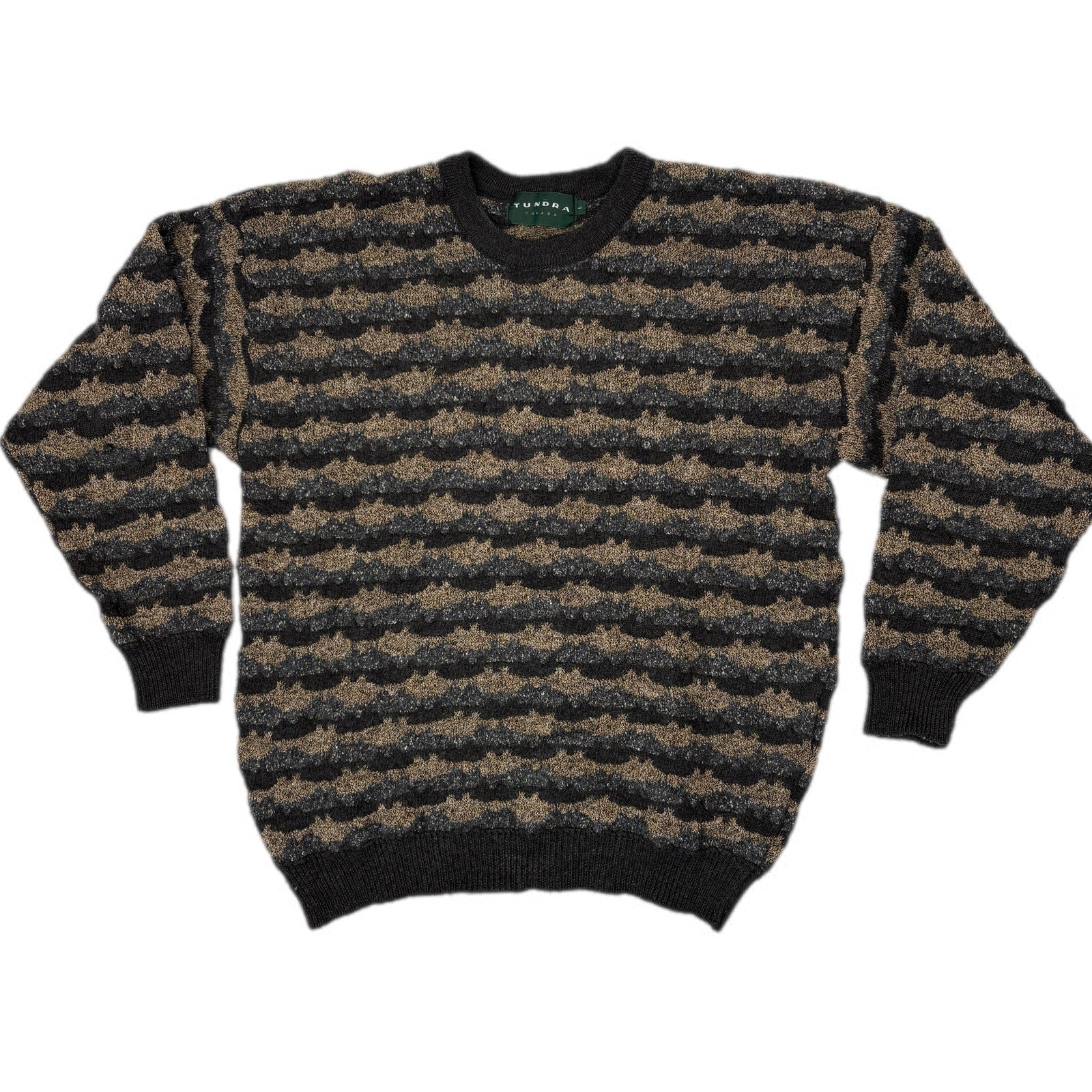 Vintage Texture Stripe Grandpa Sweater Made in Canada - Men's Size L