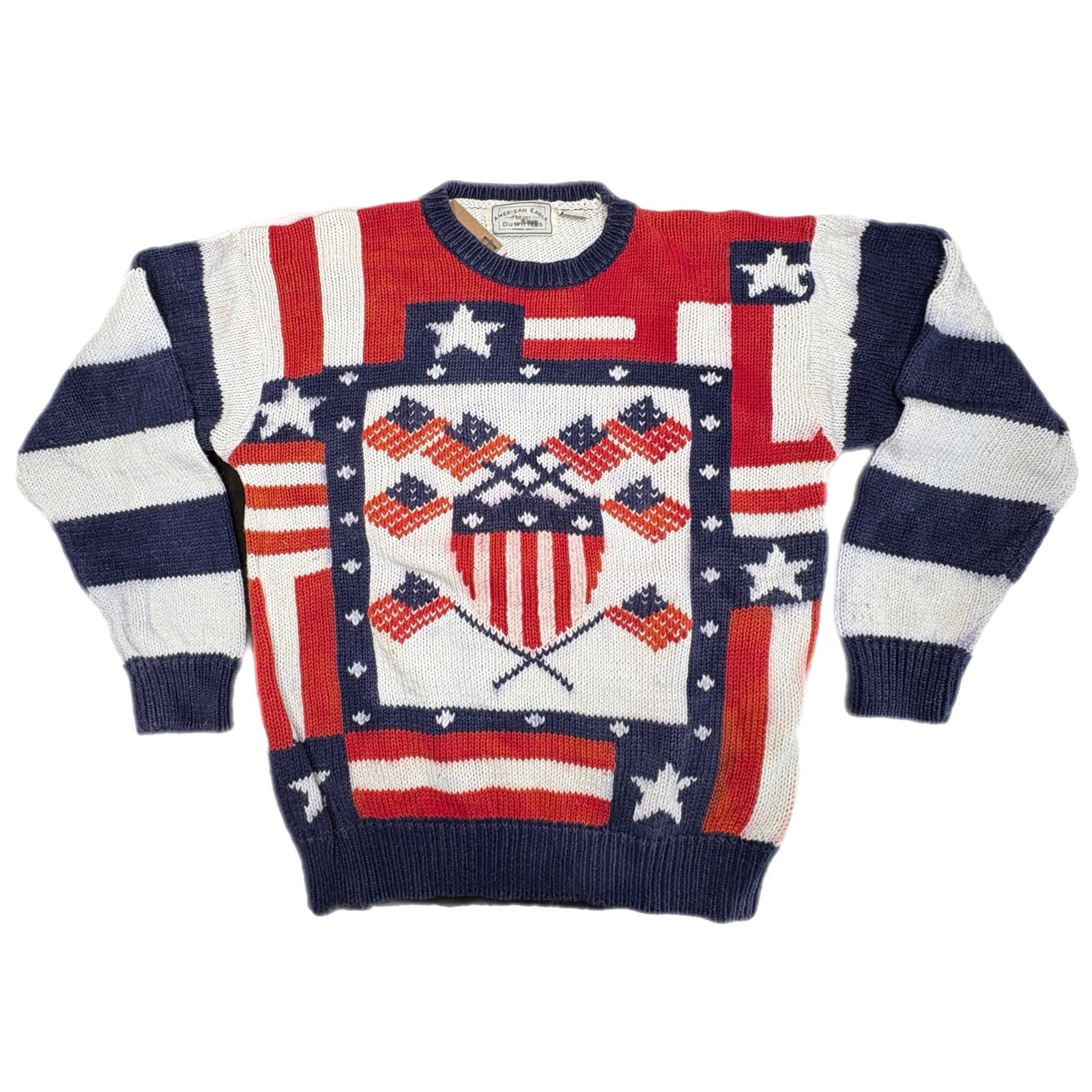 Y2K American Eagle USA Flag Crewneck Sweater - Men's Size M