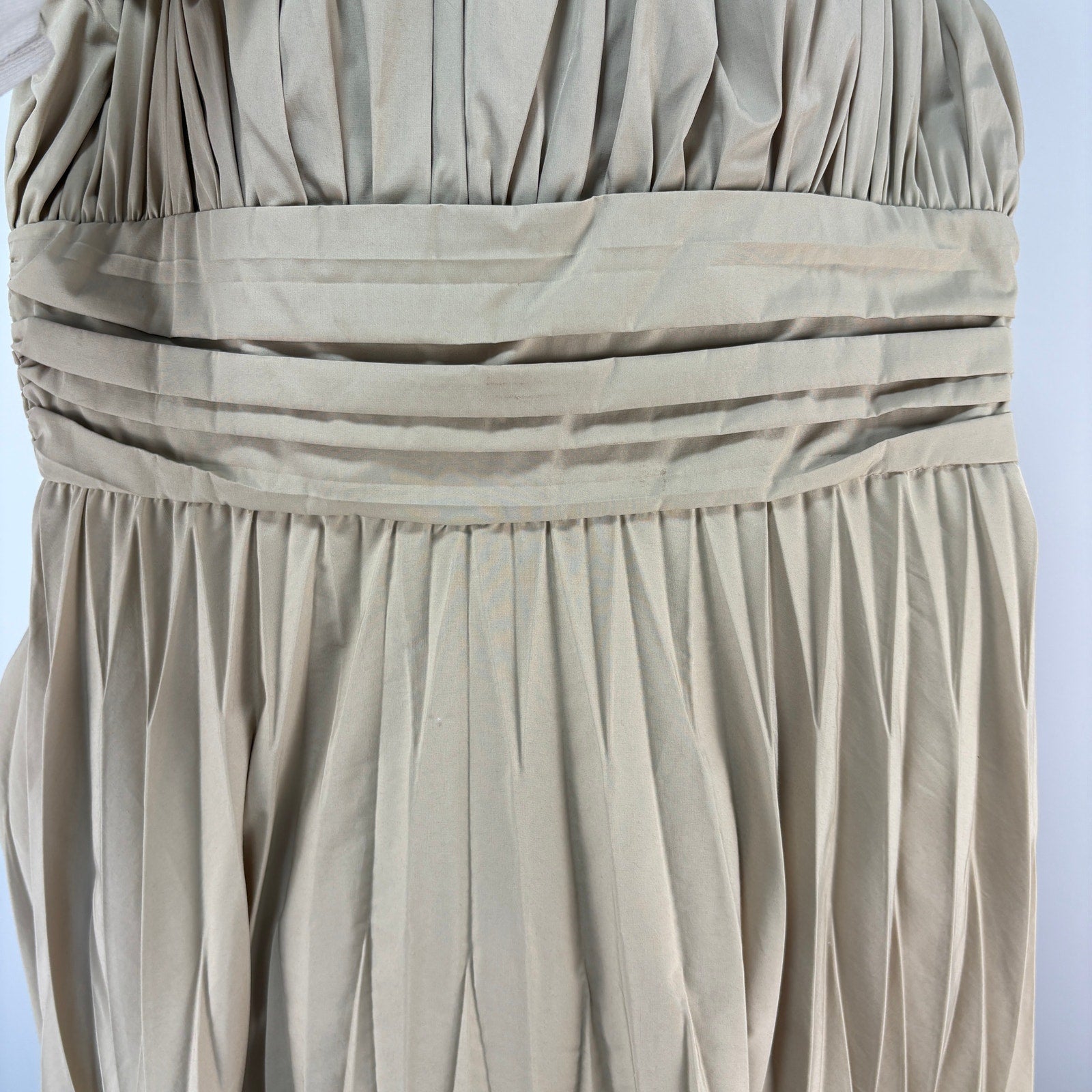 Anne Klein Khaki Pleated A Line Knee Length Dress - Women's Size 4