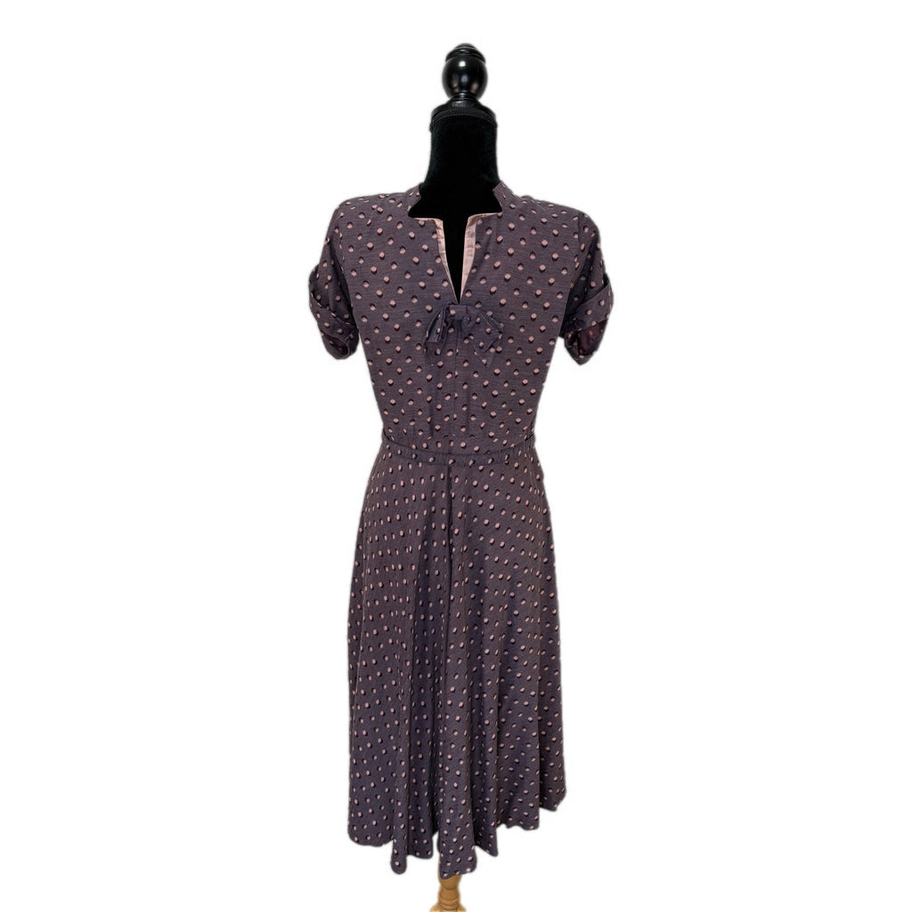 Vintage Retro Purple Distorted Dot Dress - Women's 8