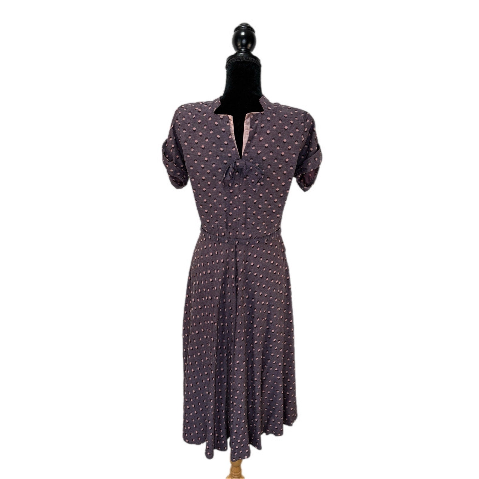 Vintage Retro Purple Distorted Dot Dress - Women's 8
