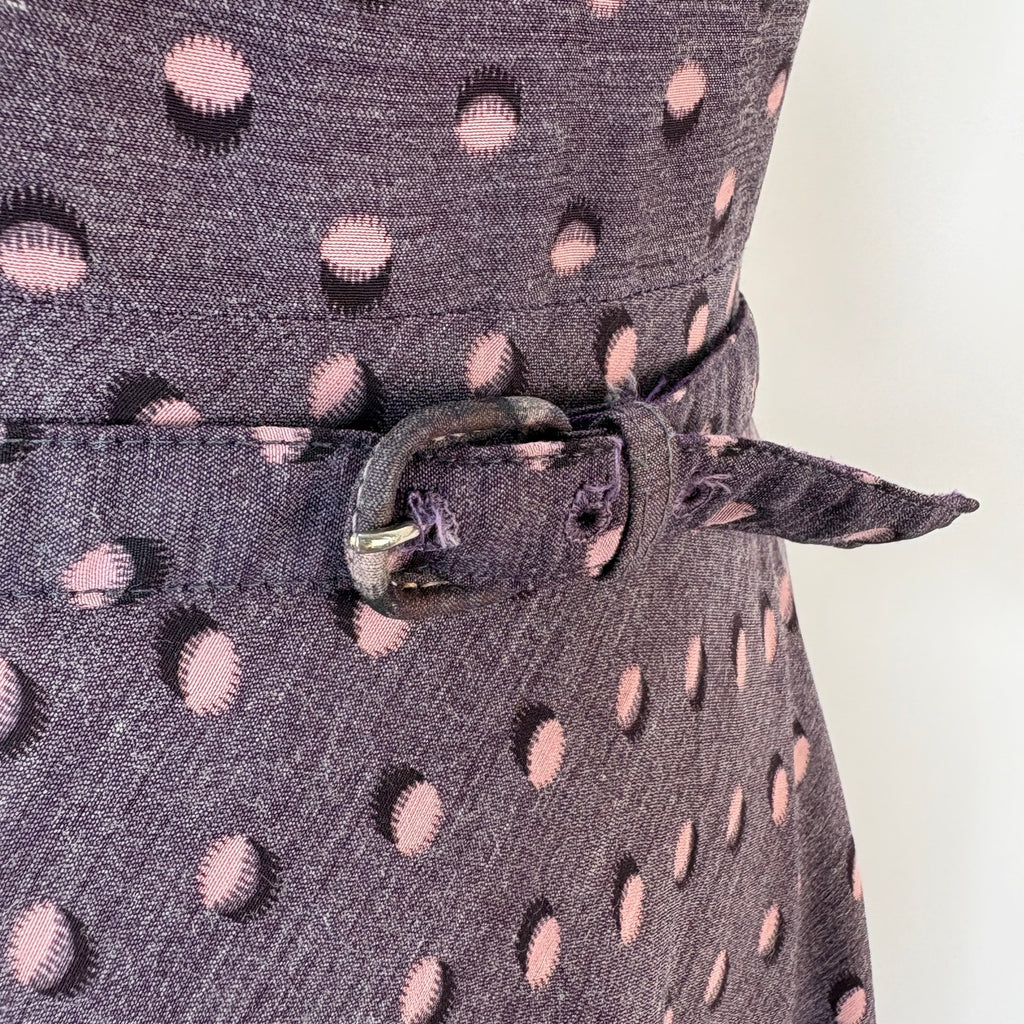 Vintage Retro Purple Distorted Dot Dress - Women's 8