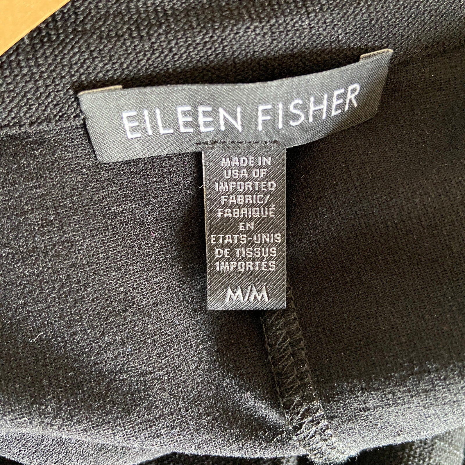 Eileen Fisher Minimalist Black Mandarin Collar Snap Button Tunic Cardigan Size M