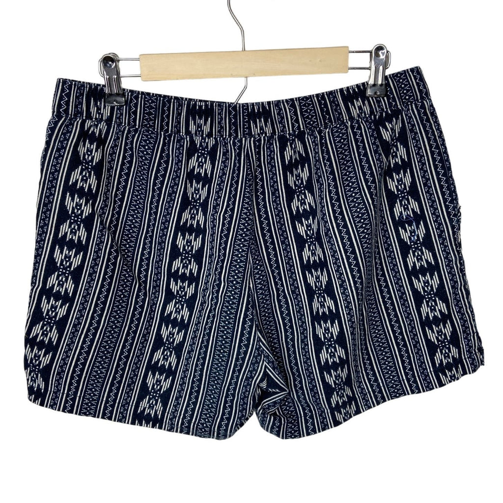 Weatherproof Washable Linen Patterned Stretch Waist Shorts - Women's Size M