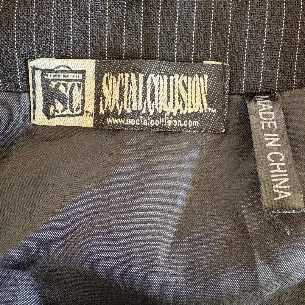 Social Collision Pinstripe Zip Up Vest - Men's Size M