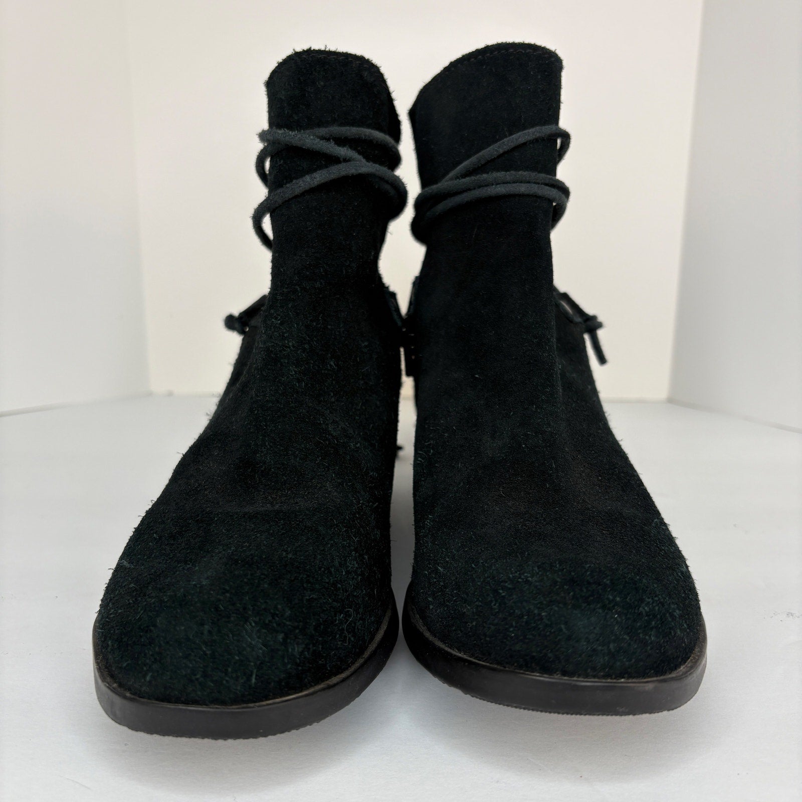 Sorel Farah Black Suede Tassel Booties - Women's Size 7.5