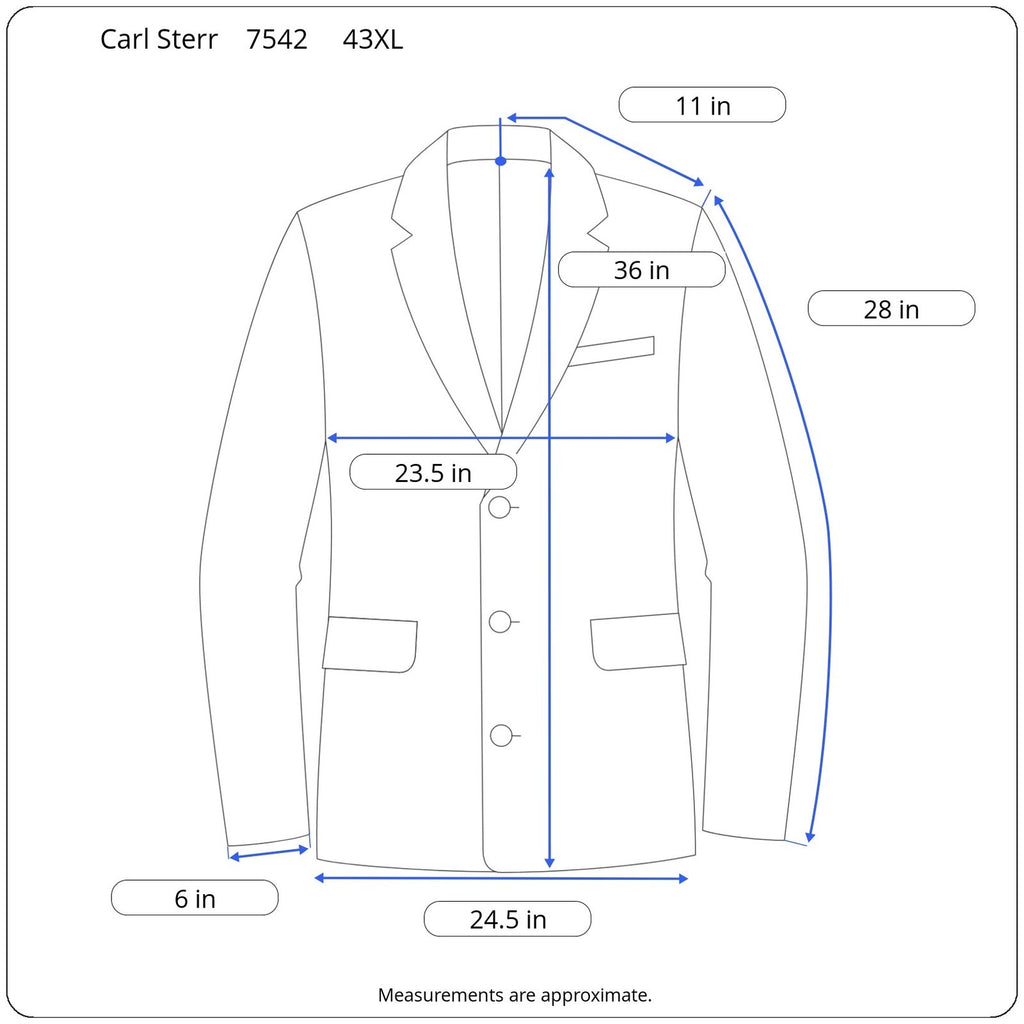 Carl Sterr Wool Gray Stripe Notch Lapel Three Button Suit - Men's Size 43XL