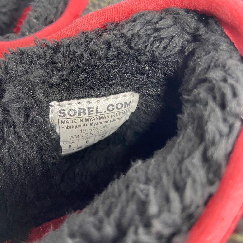 Sorel Go Nylon Faux Fur Bodega Run Sage Slippers - Women's Size 8