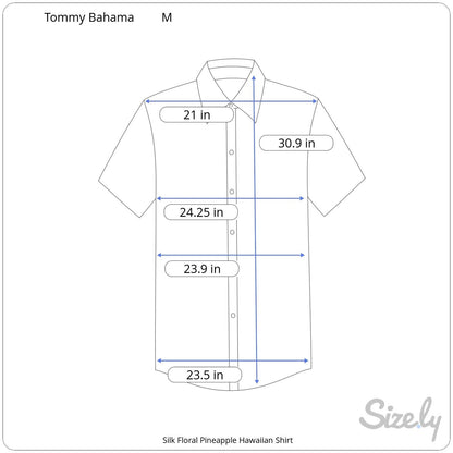 Tommy Bahama Yellow Silk Floral Pineapple Hawaiian Shirt - Men's M