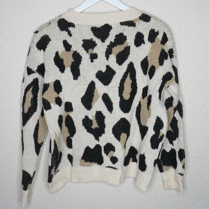 Animal Print Oversized Crewneck Sweater - Women's L