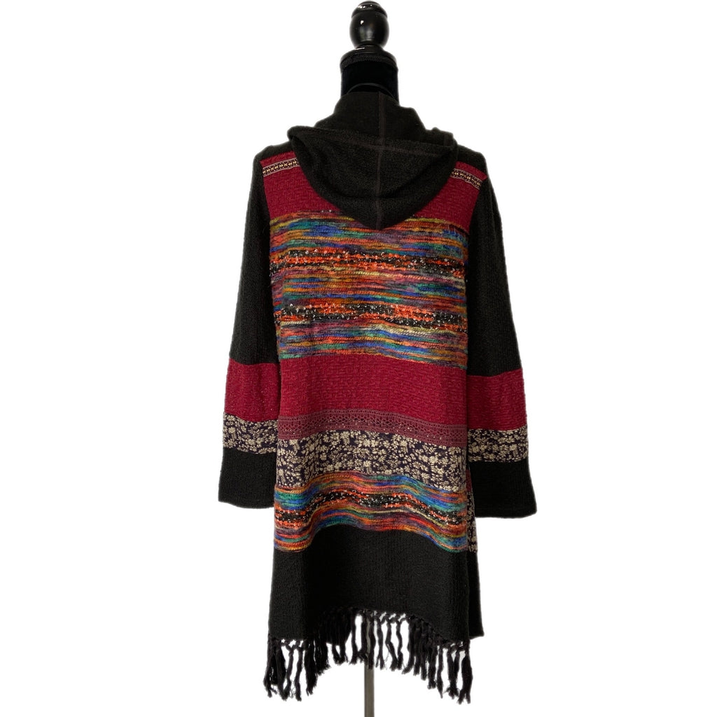 Miss Me Boho Hooded Drape Front Cardigan - Women's Size M