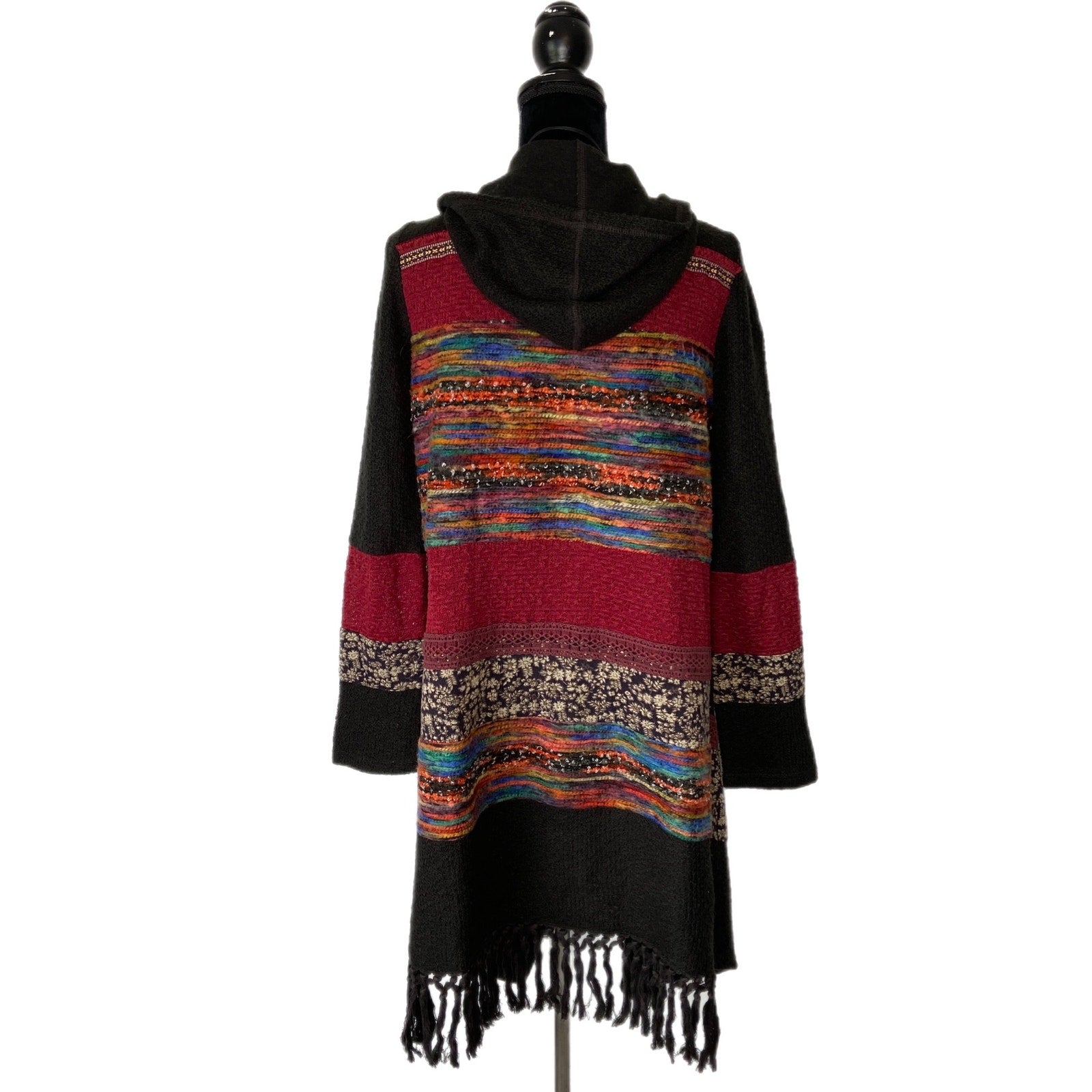 Miss Me Boho Hooded Drape Front Cardigan - Women's Size M