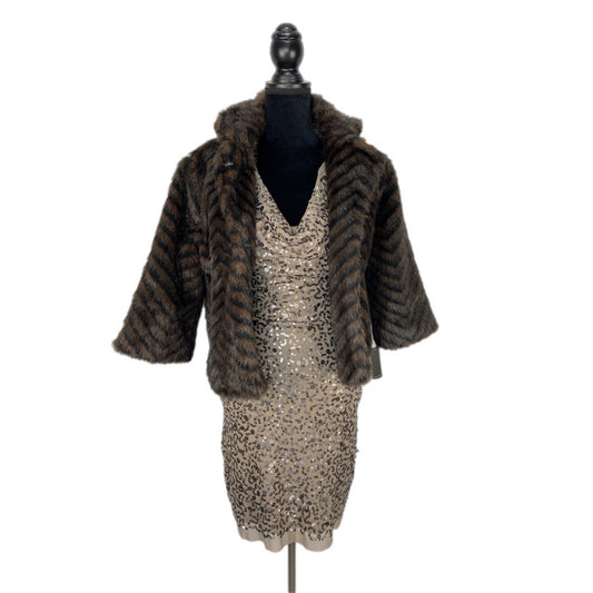 Y2K Style Max Studio Sequin Taupe Bodycon Dress - Women's Size S