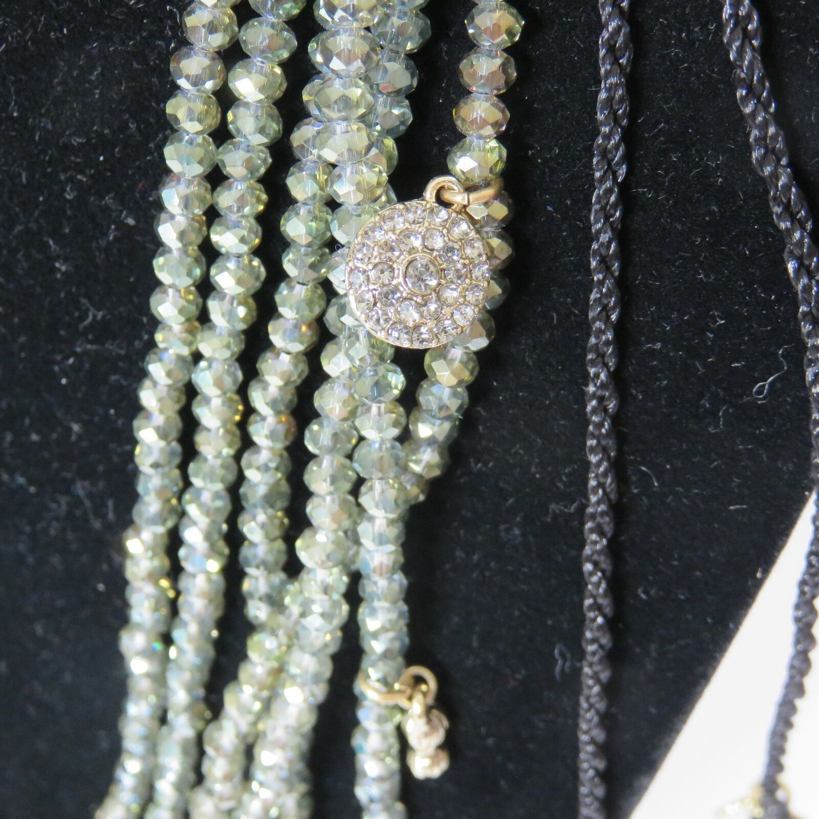 Marlyn Schiff Green Beaded Charms Statement Necklace