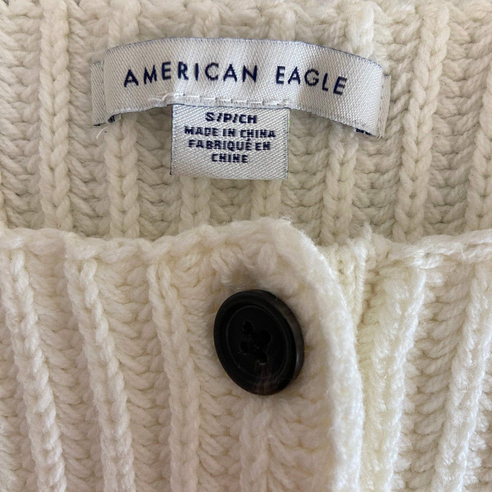 American Eagle Oversized Crop Cable Knit Sweater - Women's Size S