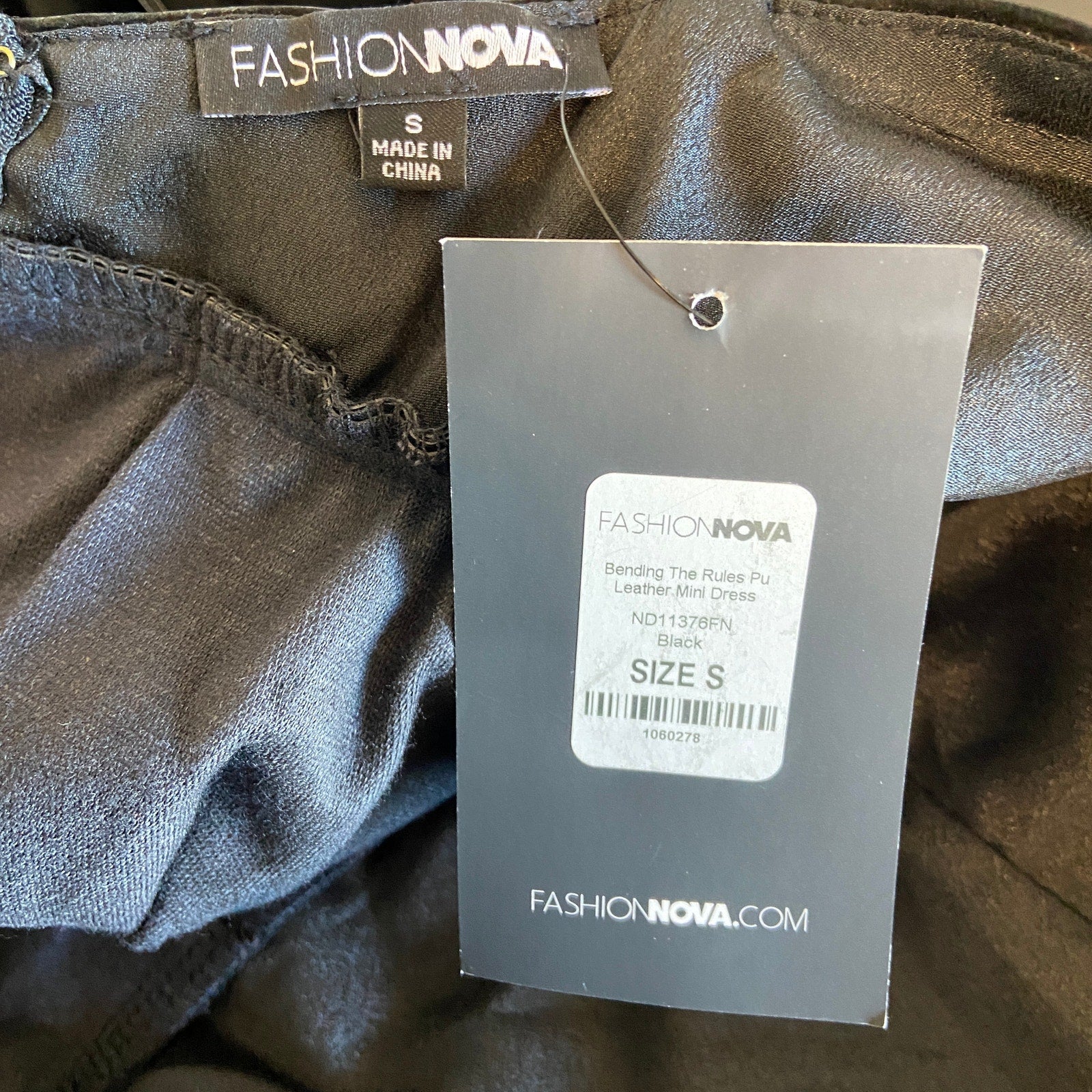 Fashion Nova Bending the Rules Black PU Leather Mini Dress - Women's Size S