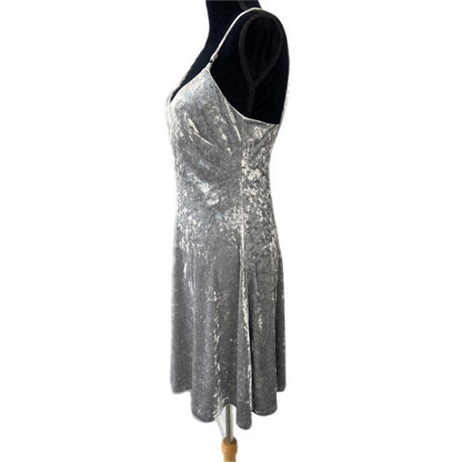 Calvin Klein Silver Crushed Velvet Short Slip Dress - Women's Size 6