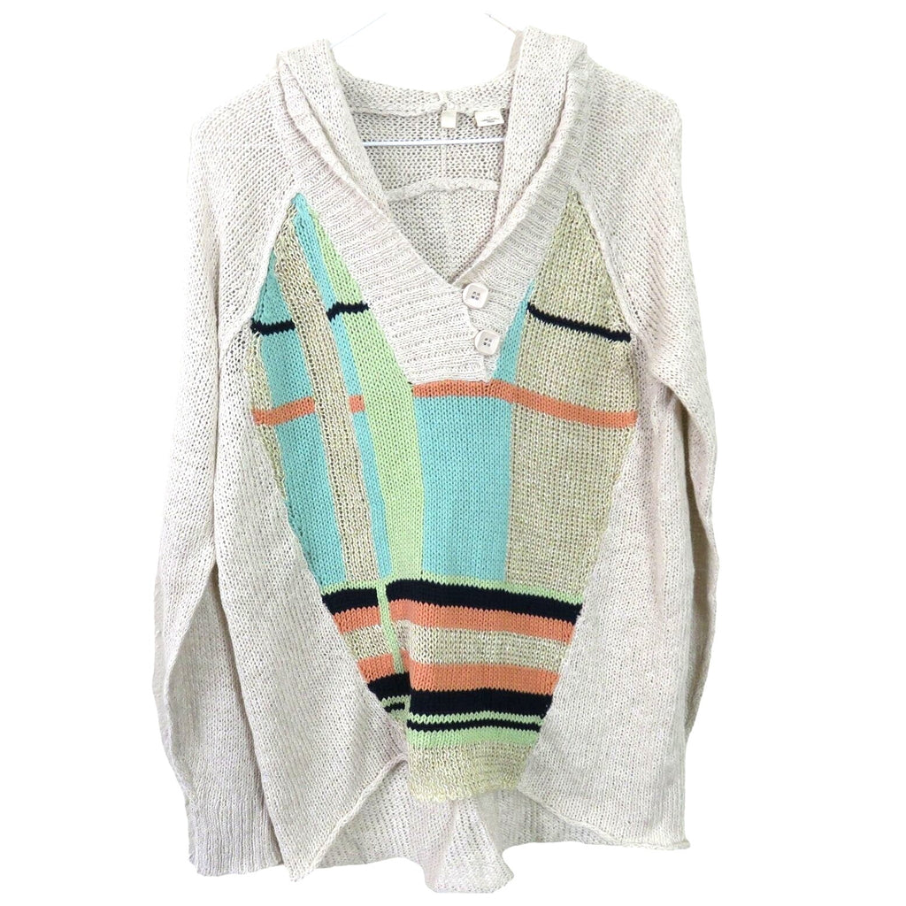 Moth Loose Knit Printed Hooded Sweater - Women's Small