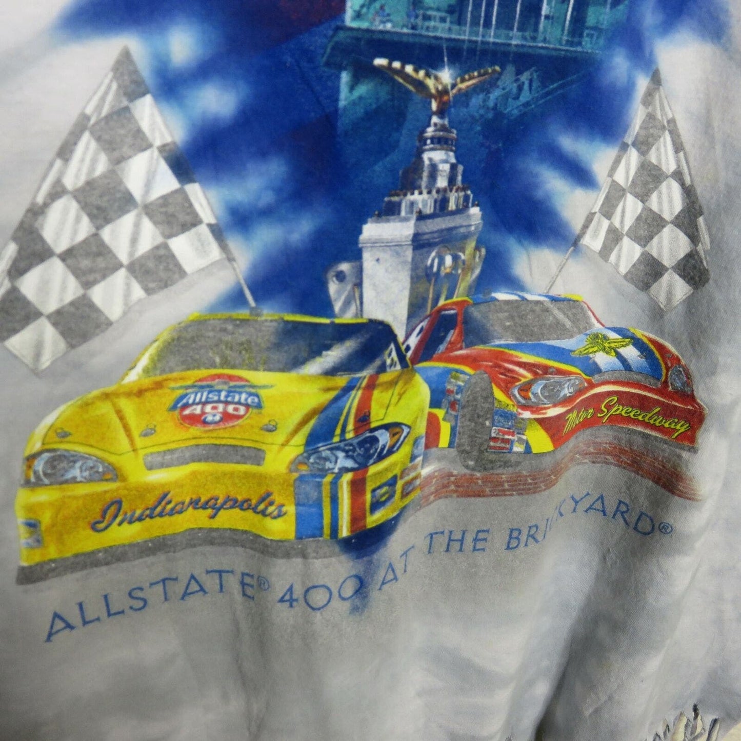 Custom Dyed Fringe Distressed Brickyard Nascar Oversized T Shirt - Women's Large