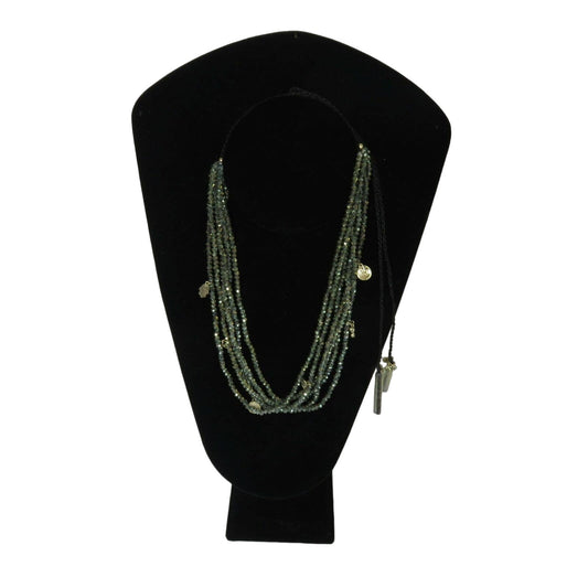 Marlyn Schiff Green Beaded Charms Statement Necklace