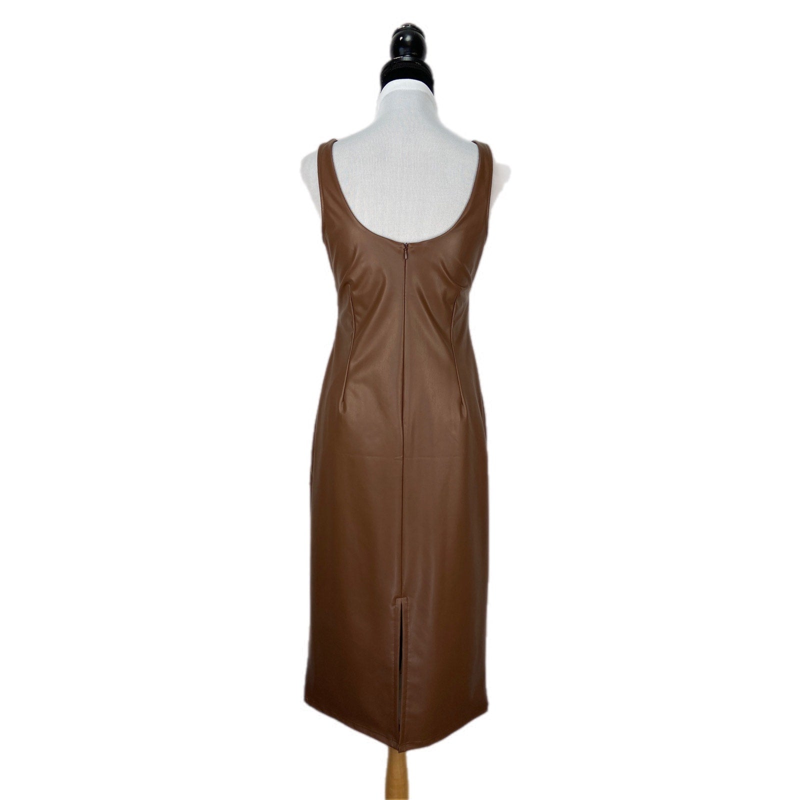 Faux Leather Chocolate Brown Dress Mob Wife Chic - Women's Size M