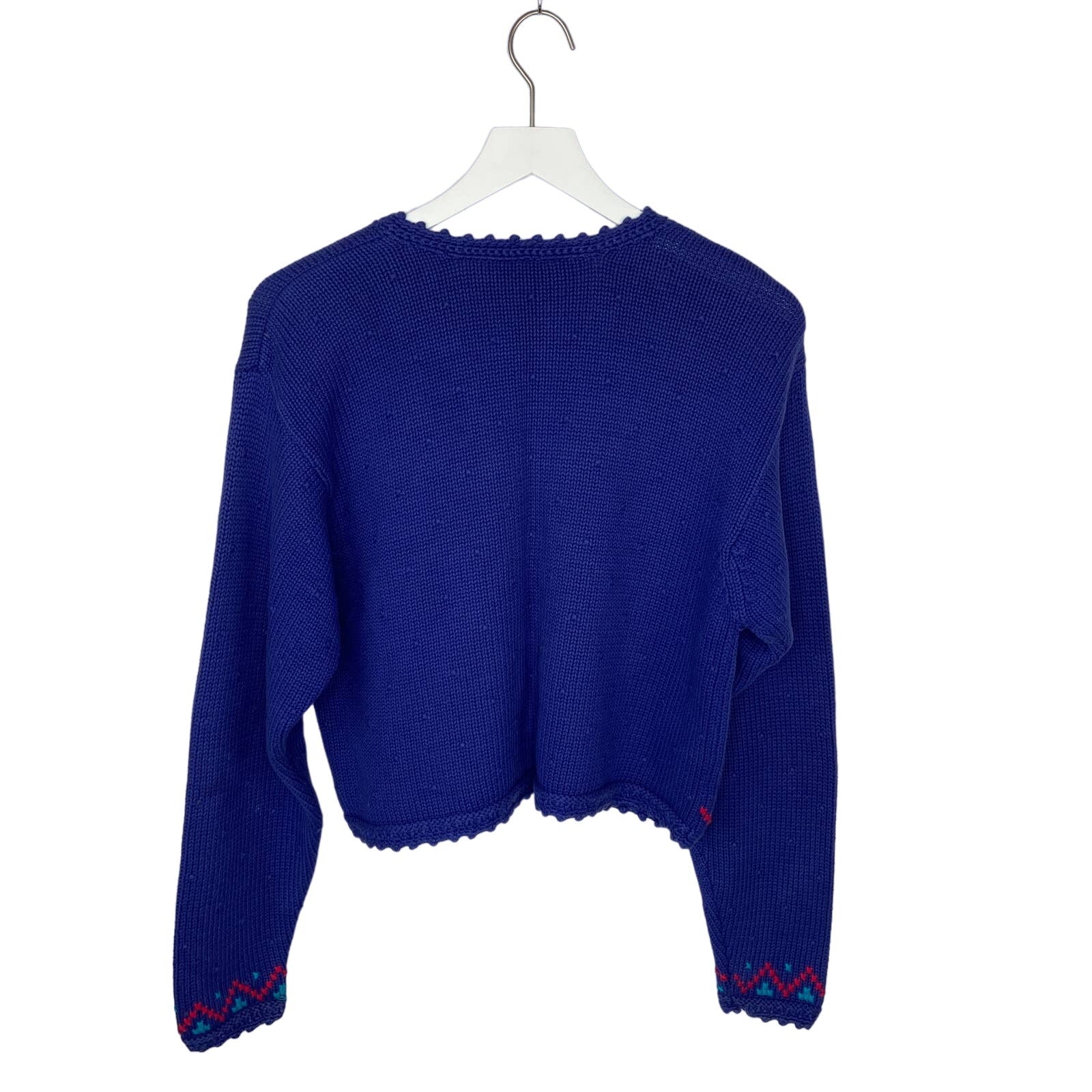 Vintage Cross Stitch Patterned Granny Cardigan - Women's Size M