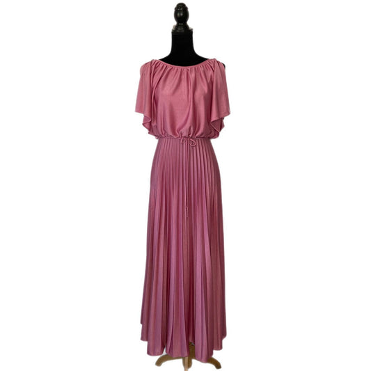 Vintage Dusty Pink Pleat Skirt Dress - Women's Size S/M