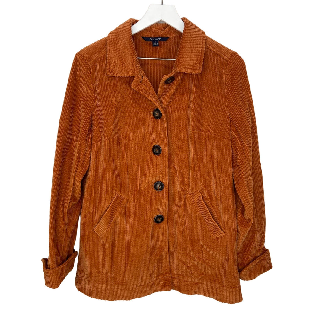 Chadwicks Rust Orange Corduroy Lightweight Jacket - Women's Size M