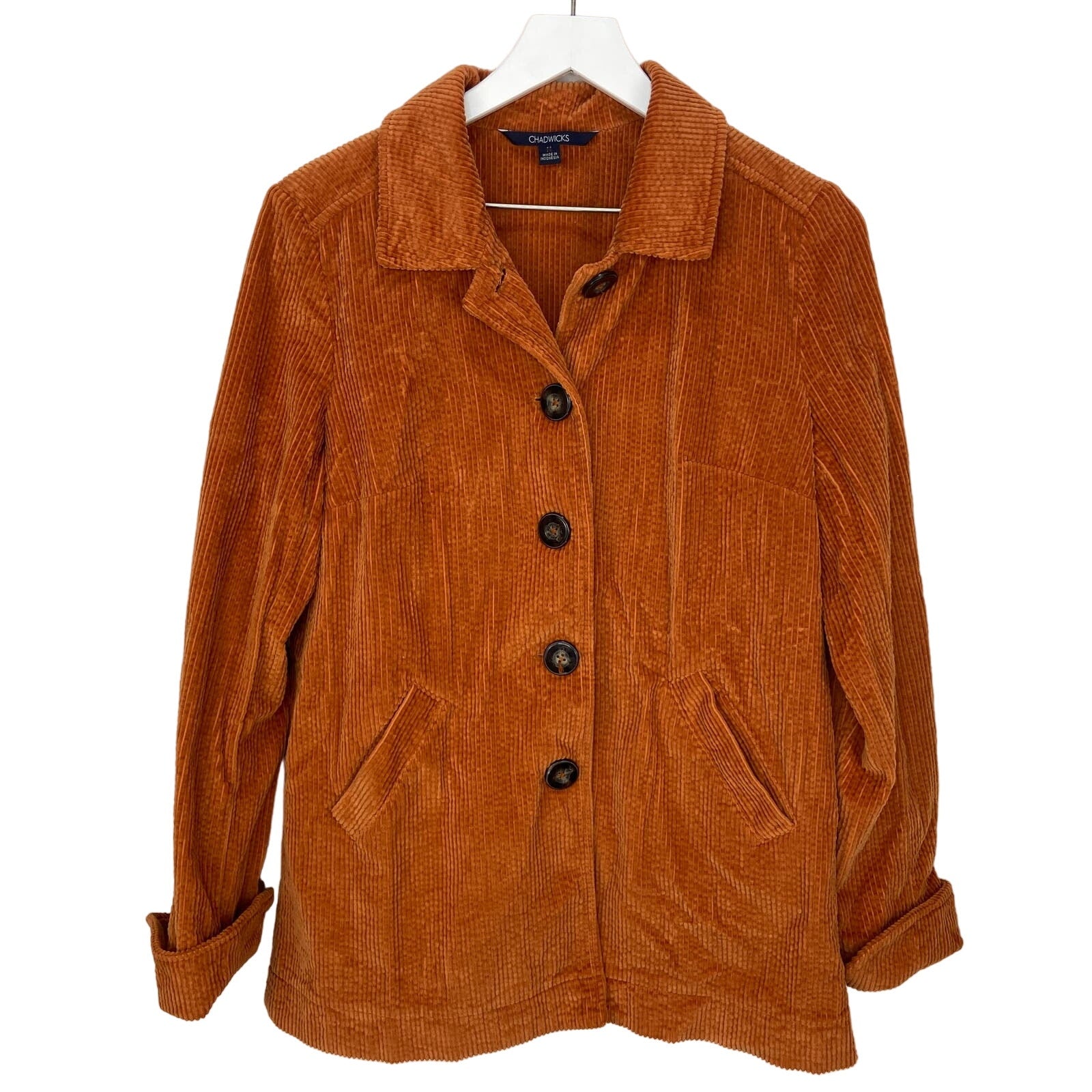 Chadwicks Rust Orange Corduroy Lightweight Jacket - Women's Size M