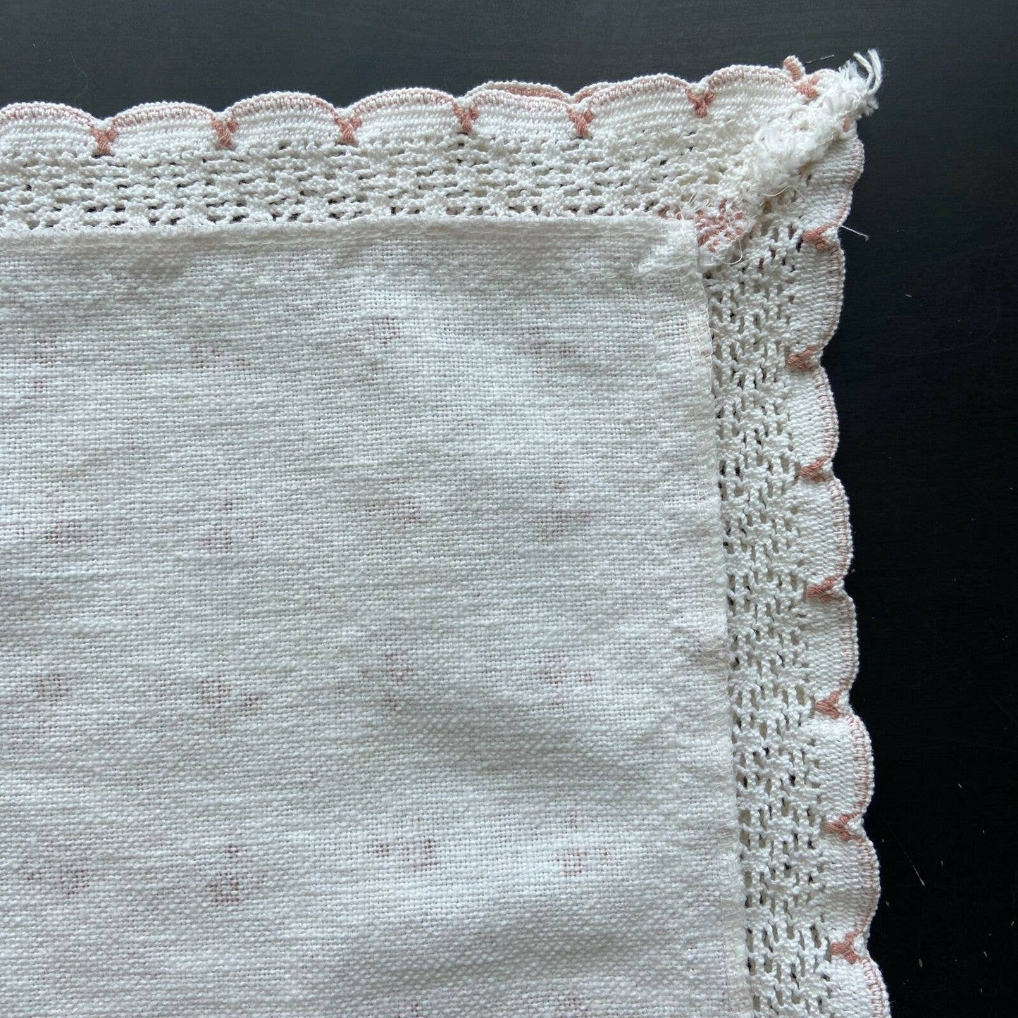 Lace Detail Floral Cottagecore Small Square Table Cloth Cotton Linen Blend
