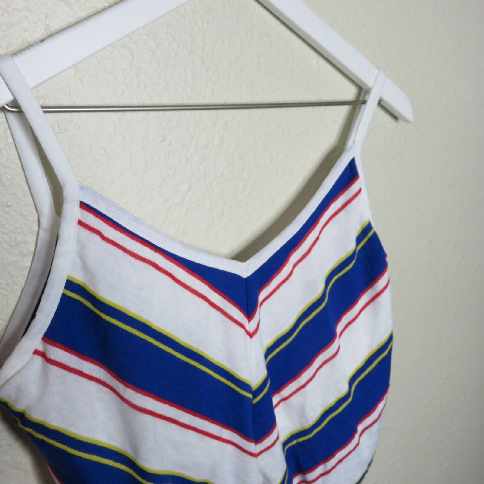Vintage Chevron Pattern Primary Colors Tank Top Built In Bra Made in USA - Women