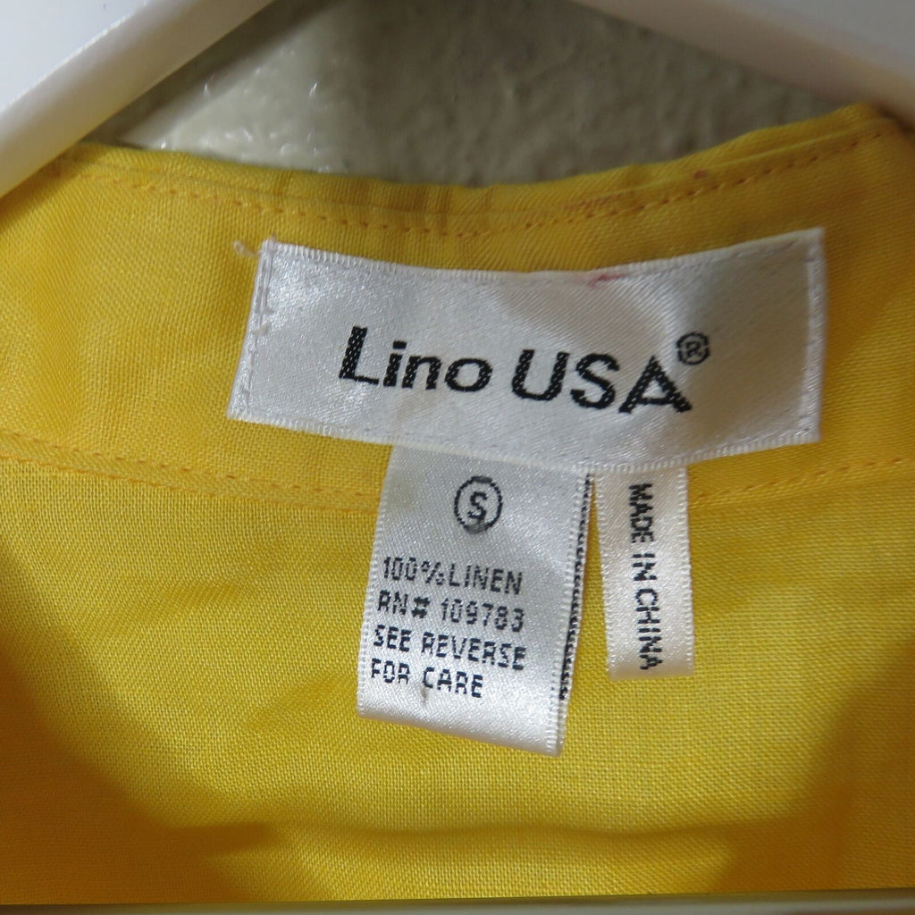 Yellow Linen Eyelet Button Up Granny Shirt - Women's Small