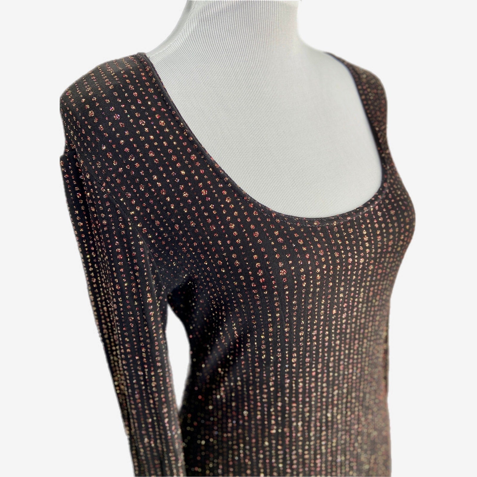 American Vintage Gold Red Sparkly Long Sleeve Short Dress - Women's Size 10
