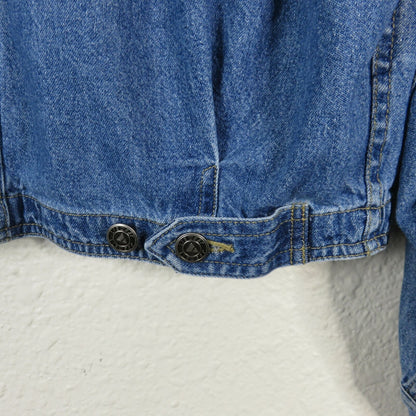 Vintage Cropped Jean Jacket Embroidered Detail - Women's Medium