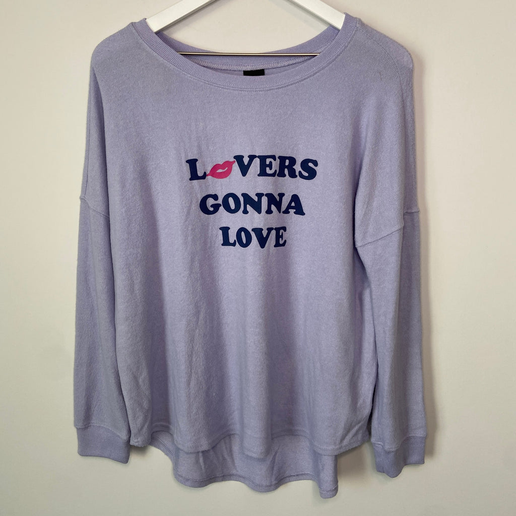 Lovers Gonna Love Oversized Purple Long Sleeve Shirt - Women's S