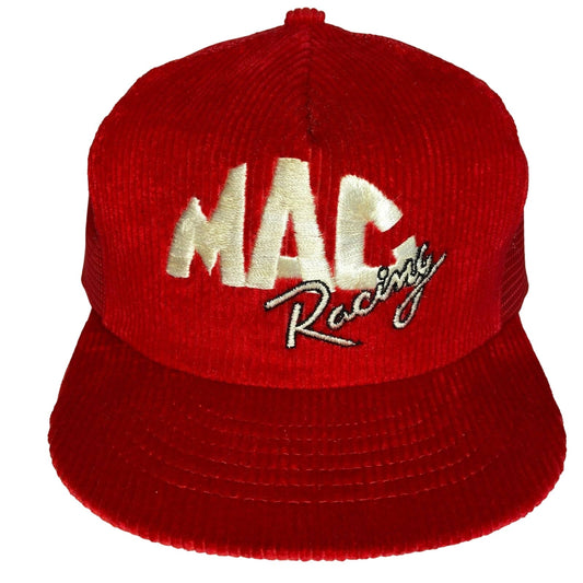 Vintage Mac Racing Corduroy Mesh Snapback Trucker Hat Made in USA