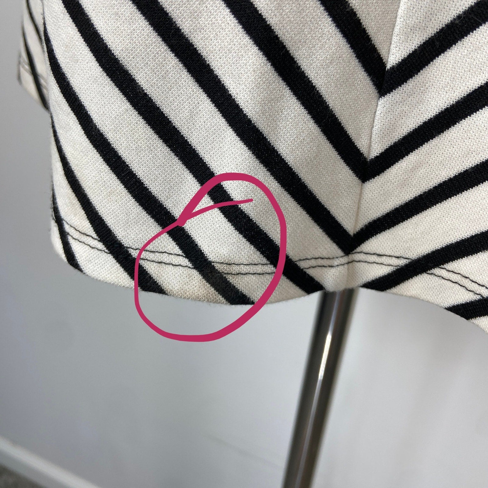 NAF NAF White Black Stripe Crochet Detail Fit and Flare Dress - Women's Size S