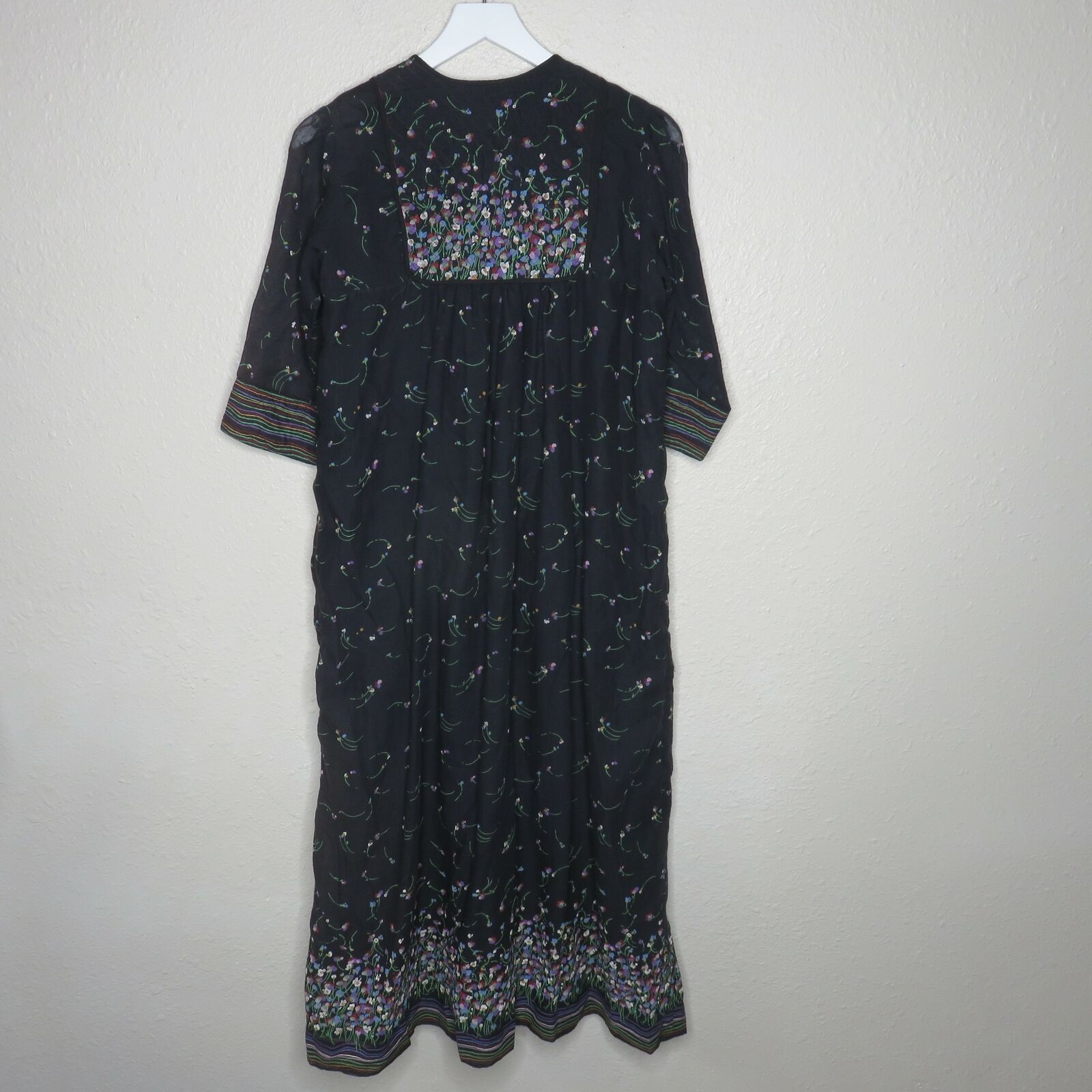 Vintage Daffodils Floral Long Hippie Cottagecore Dress - Women's Small