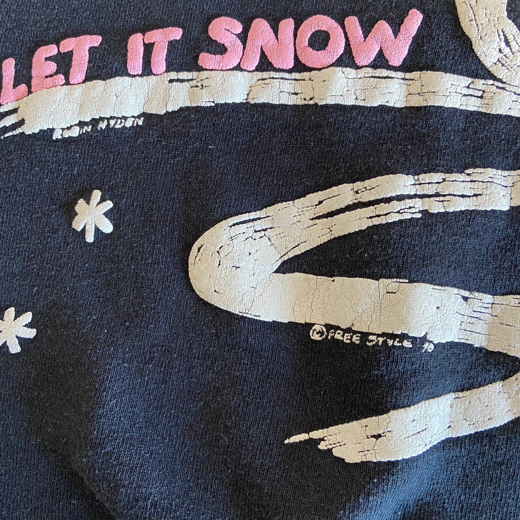 Vintage Puffy Snowman Let it Snow Collared Sweatshirt - Women's Size L