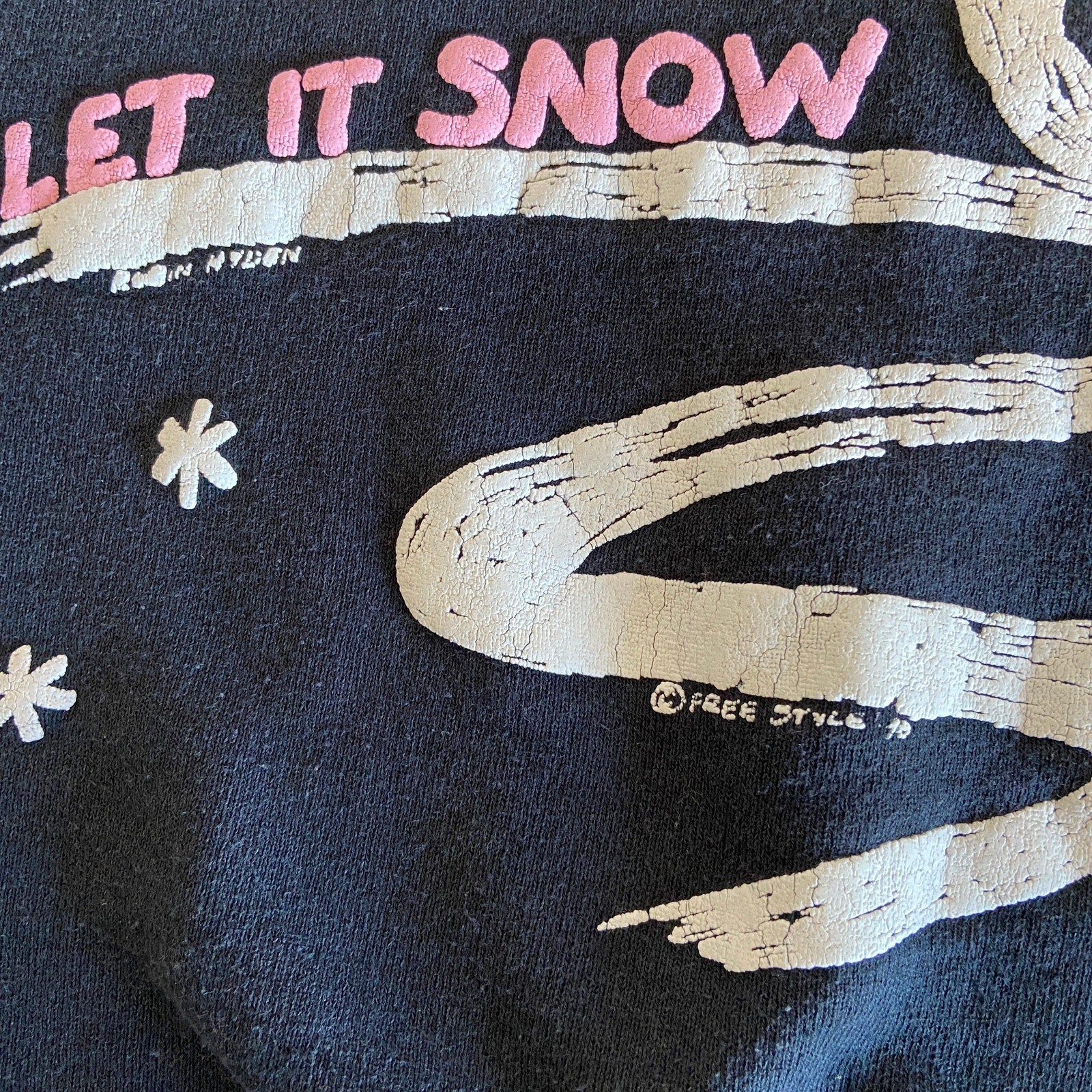 Vintage Puffy Snowman Let it Snow Collared Sweatshirt - Women's Size L