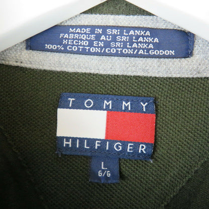 Tommy Hilfiger Green + Blue Color Block Polo Shirt - Men's L