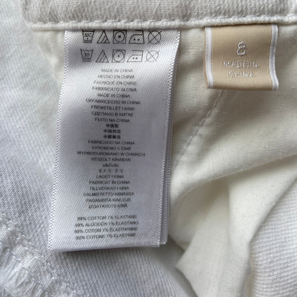 Michael Kors White Raw Hem Cropped Wide Leg Jeans - Women's Size 8