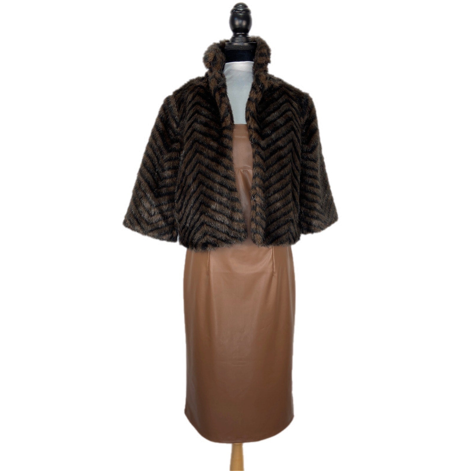 Faux Leather Chocolate Brown Dress Mob Wife Chic - Women's Size M