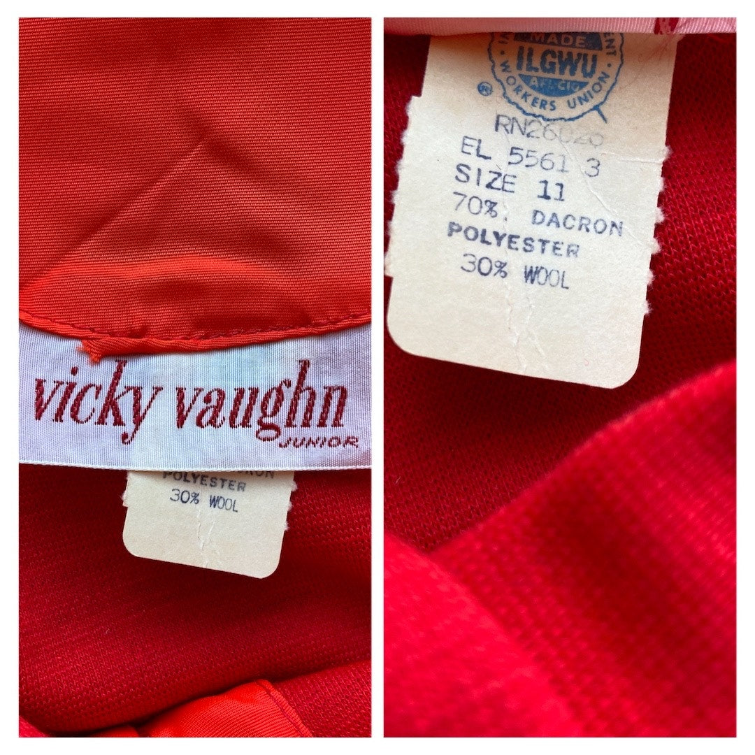Vintage Vicky Vaughn Junior Bright Red Drop Waist Dress - Junior's Size 11