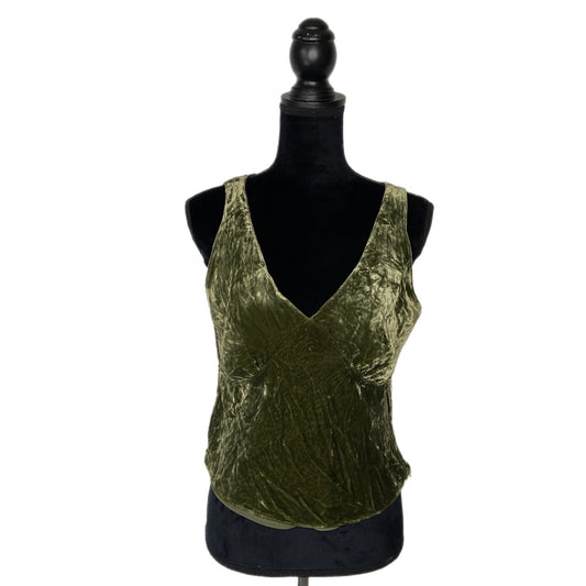 Y2K Style Green Velour Crop Tank Top - Women's Size 8