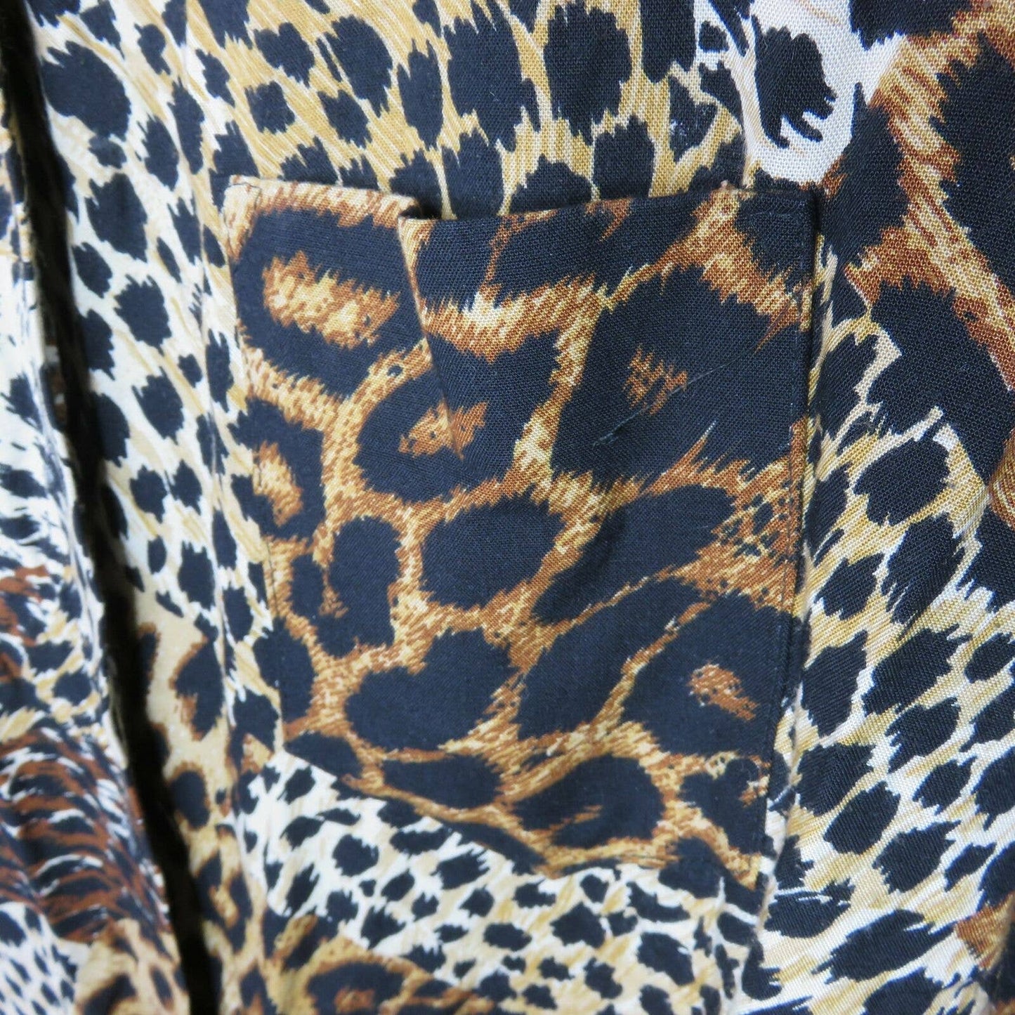 Vintage Leopard Cheetah Print Button Up Tunic Shirt Made in USA - Women's 16