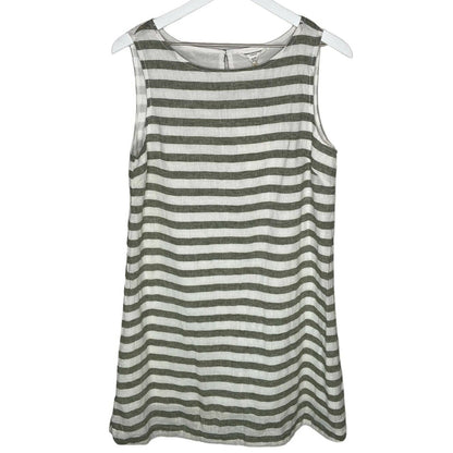 beachlunchlounge Linen Blend Olive Striped Dress - Women's M