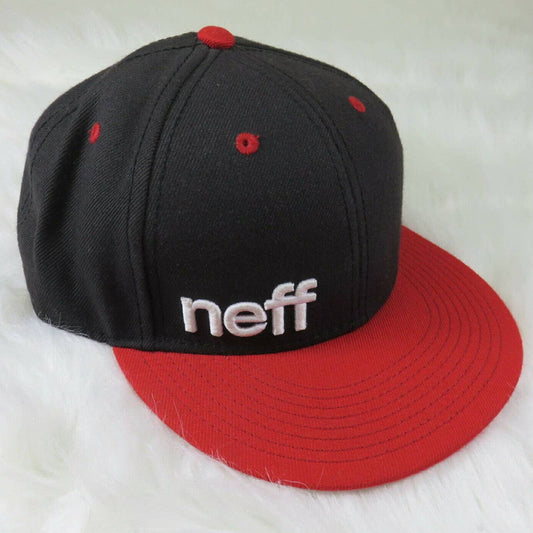 Neff Spellout Logo Black + Red Snapback Hat