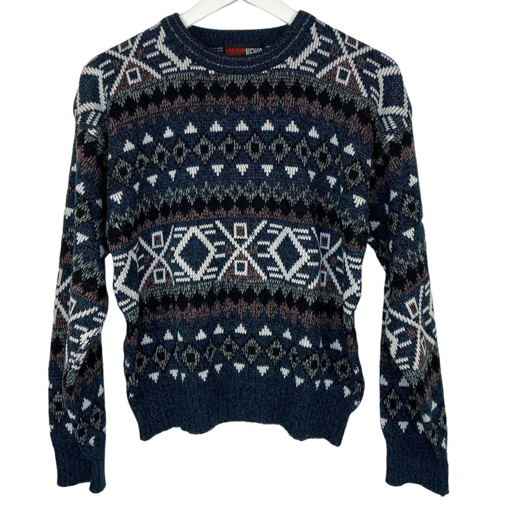 Vintage Grandpa Crewneck Multi Pattern Stripe Sweater - Men's Size M