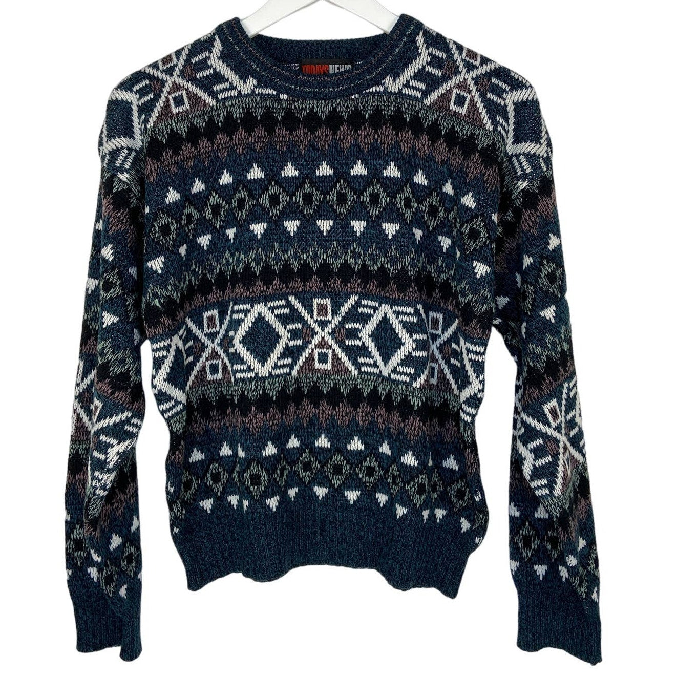 Vintage Grandpa Crewneck Multi Pattern Stripe Sweater - Men's Size M